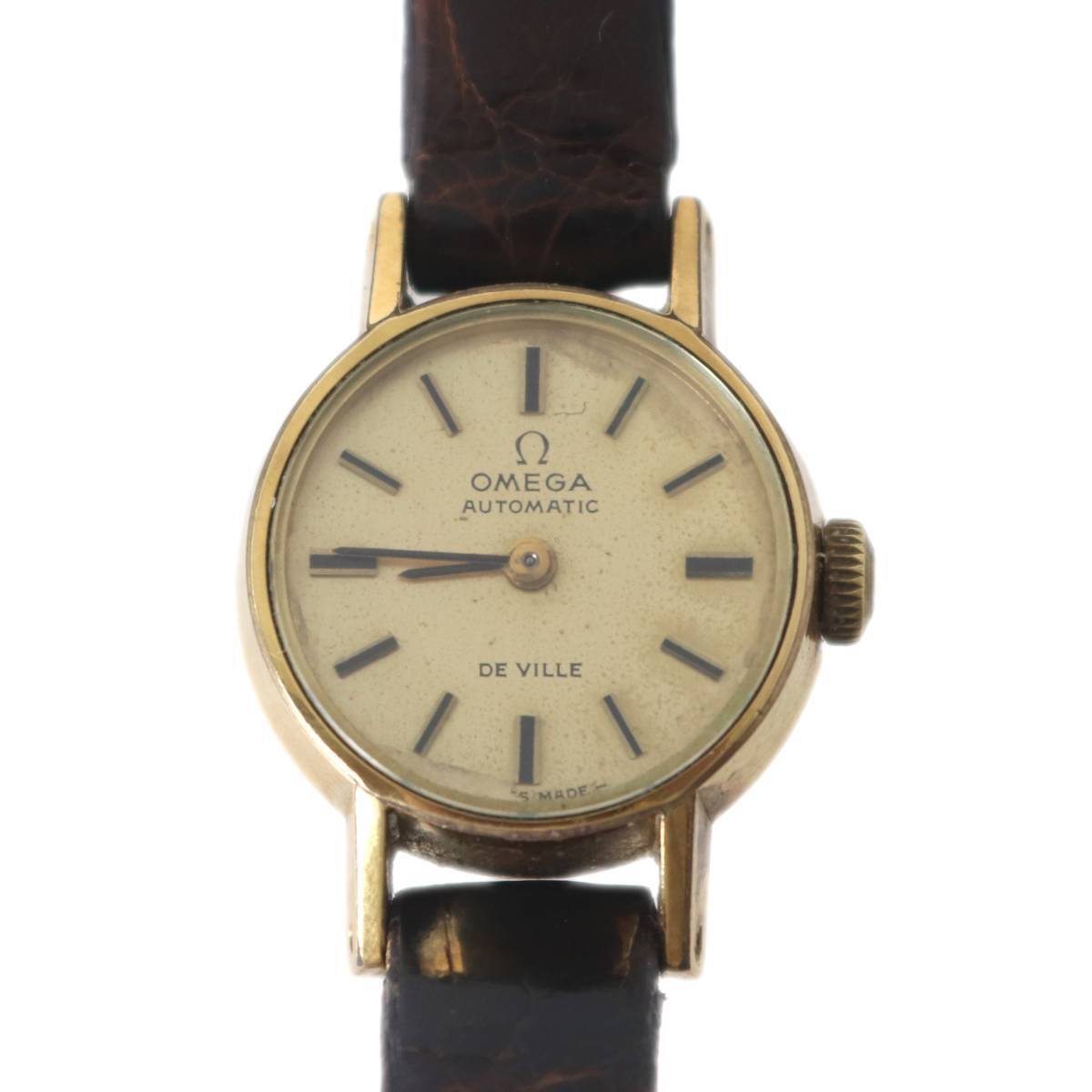 OMEGA オメガ デビル レディース腕時計 手巻 社外ベルト ゴールド×ベルト:ブラウン 腕回り約14.5~18cm NT Bランク拍卖
