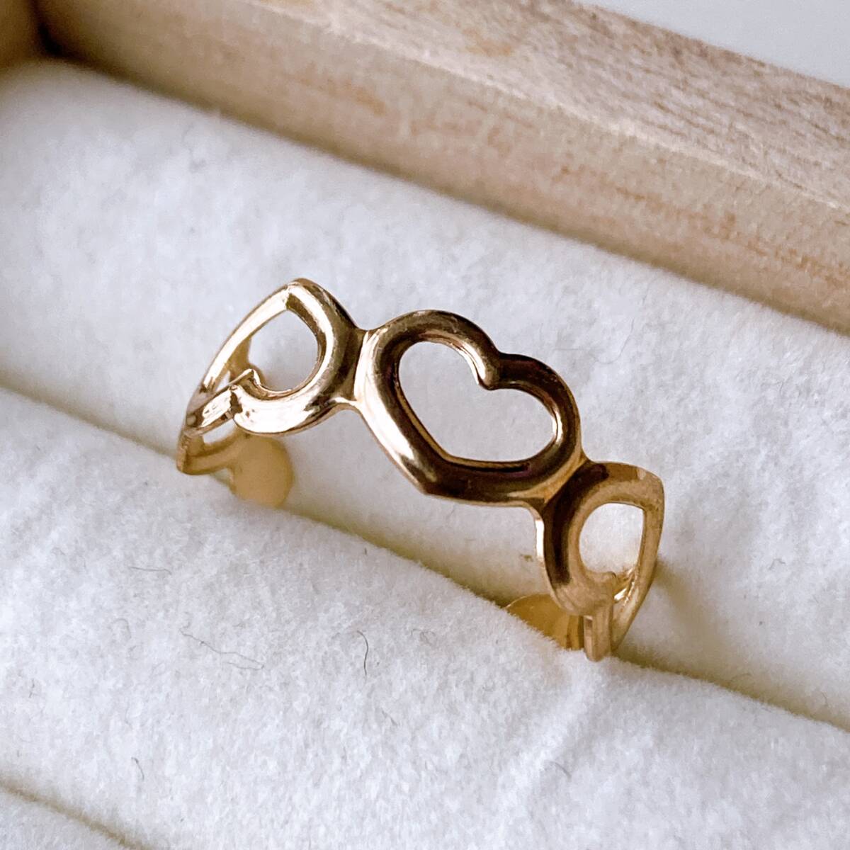 リング ハートリング オープン ゴールドカラー 指輪 美品 フリーサイズ☆Vintage jewelry accessories R0378拍卖