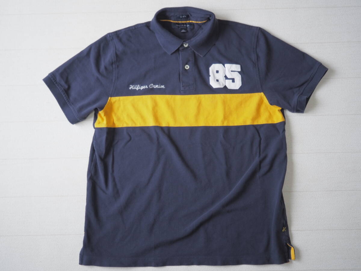 TOMMY HILFIGER トミーヒルフィガー USA直輸入 古着 半袖 ポロシャツ メンズ L ネイビー トップス 中古 拍卖