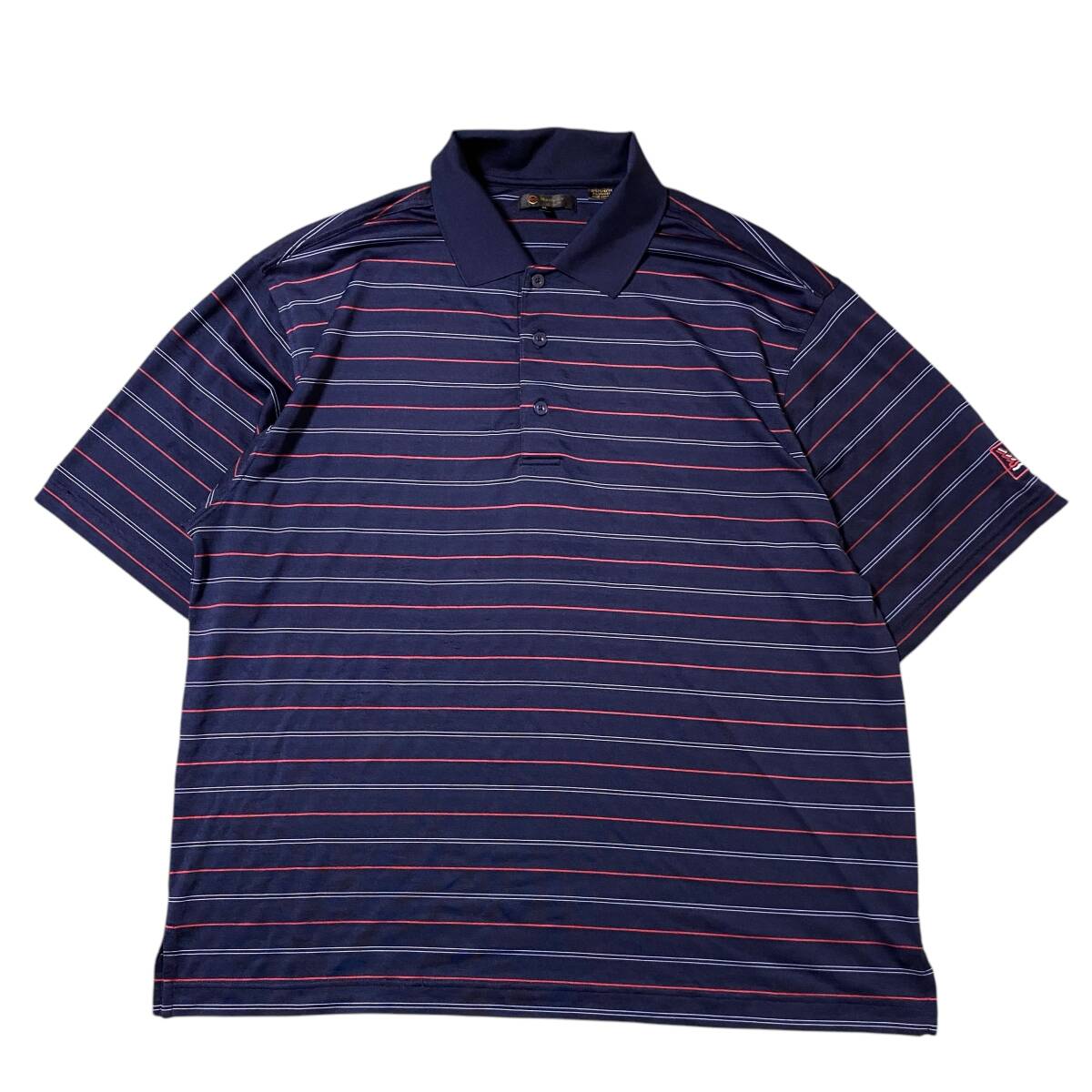 アメリカ古着 半袖 ポロシャツ ボーダー 刺繍 US古着 XLサイズ 【I1611】拍卖