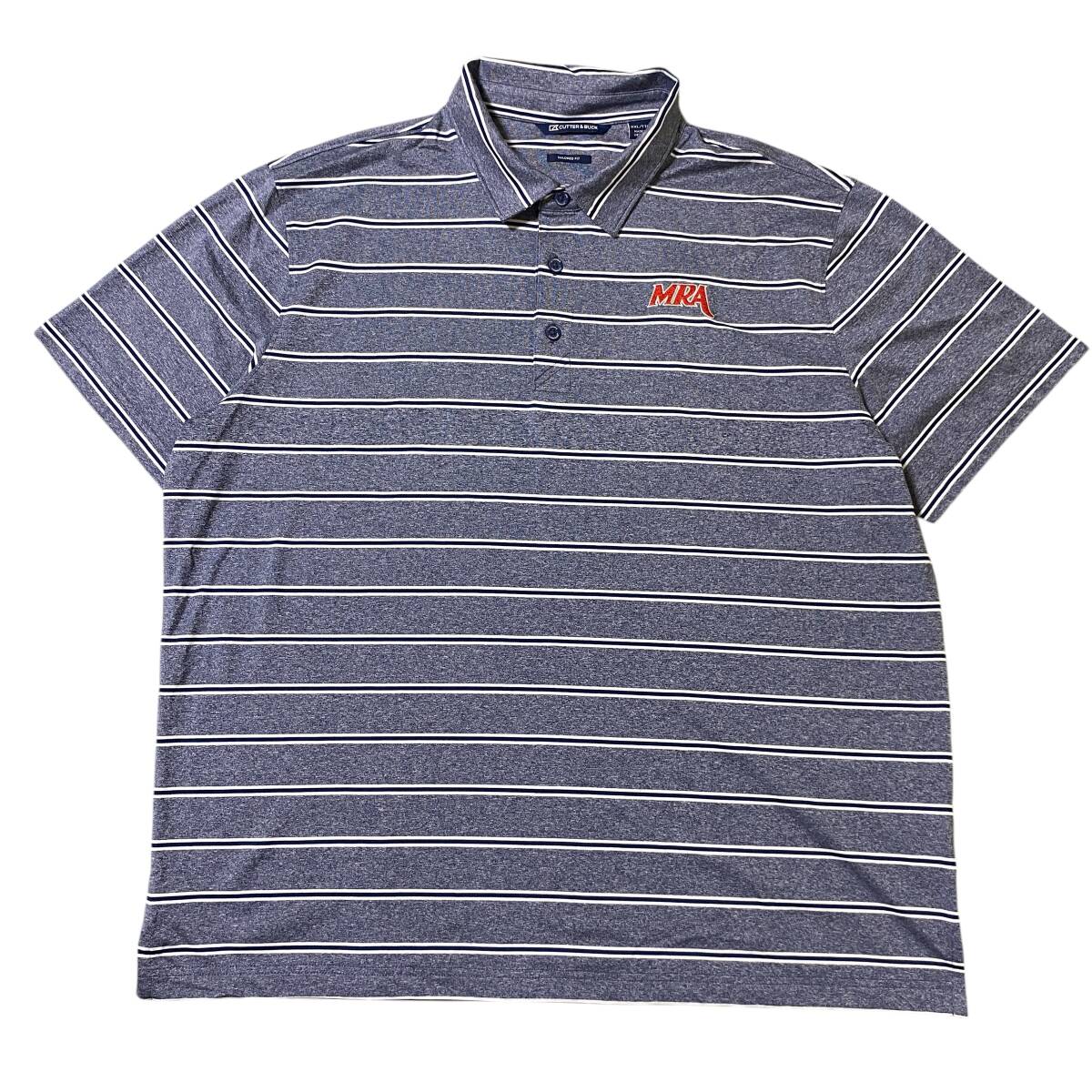 アメリカ古着 半袖 ポロシャツ ボーダー 刺繍 US古着 XXLサイズ ビッグサイズ 【I1639】拍卖