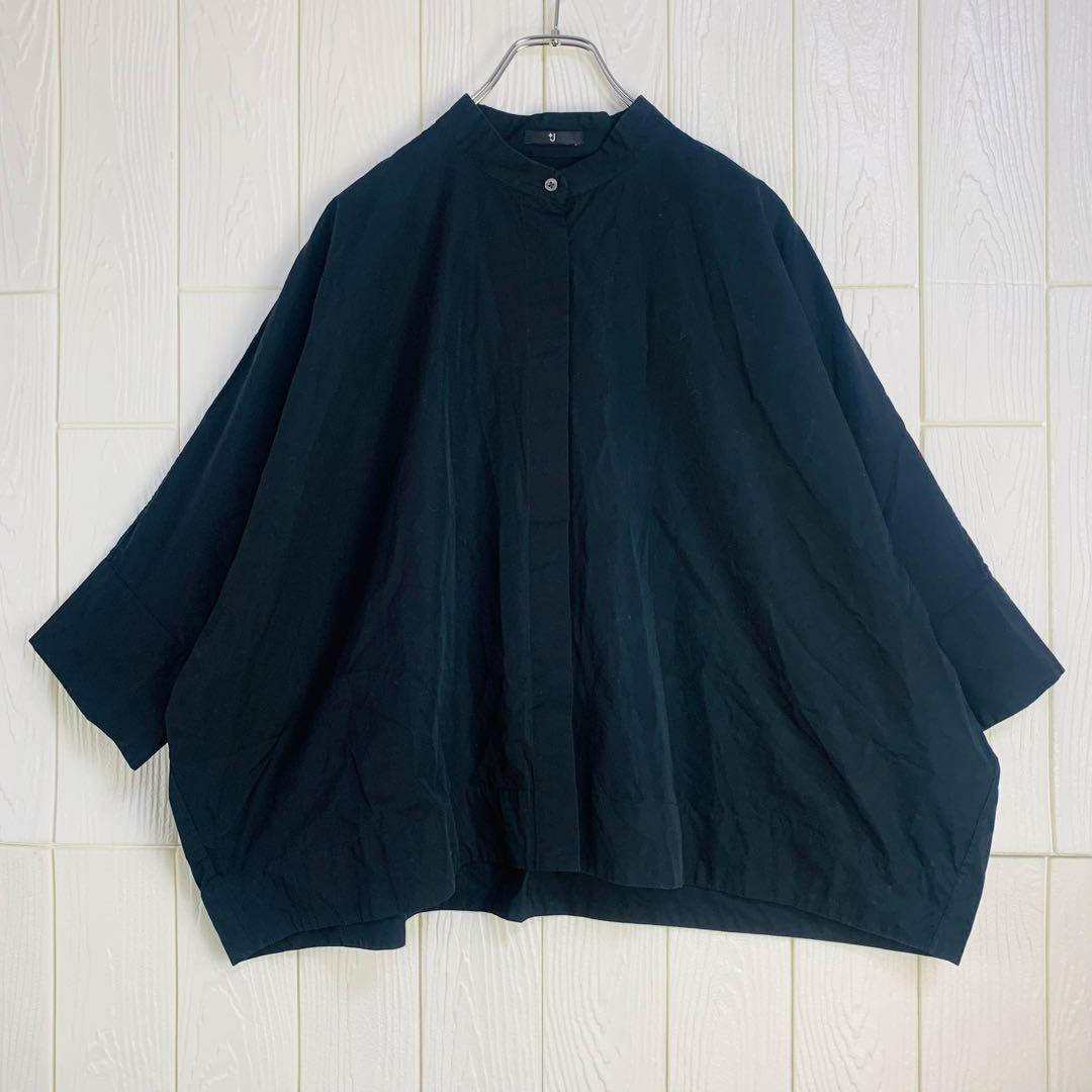 黒のゆったりシャツ 肩幅35cm 着丈57cm オーバーサイズ ユニクロ拍卖