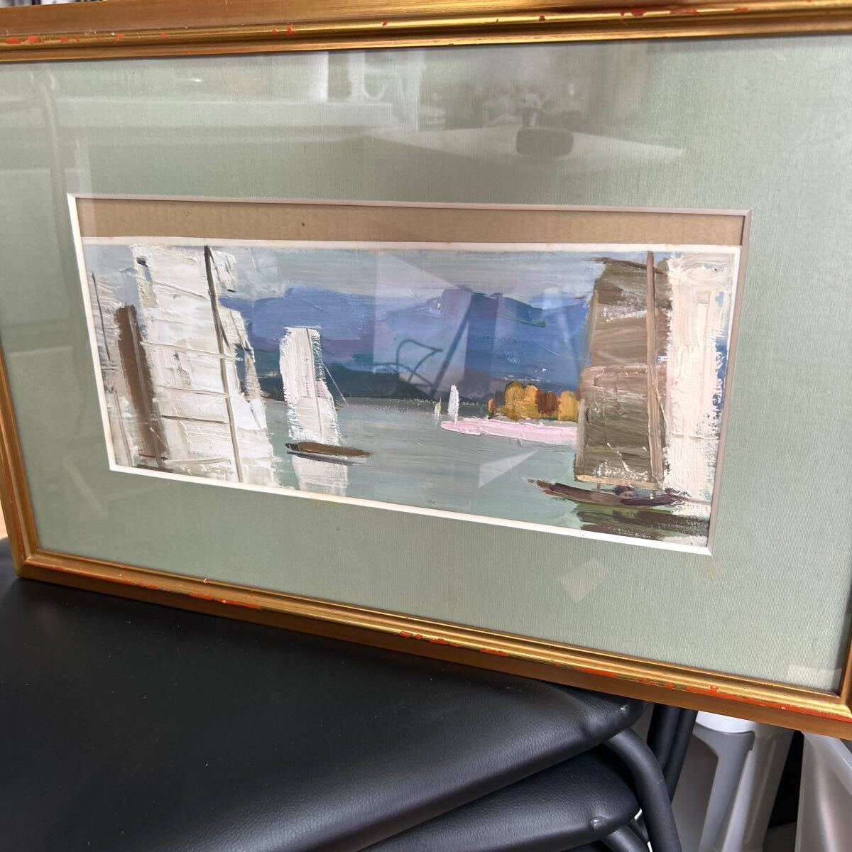 湘江風景 絵画 風景画 ヨットハーバー 拍卖