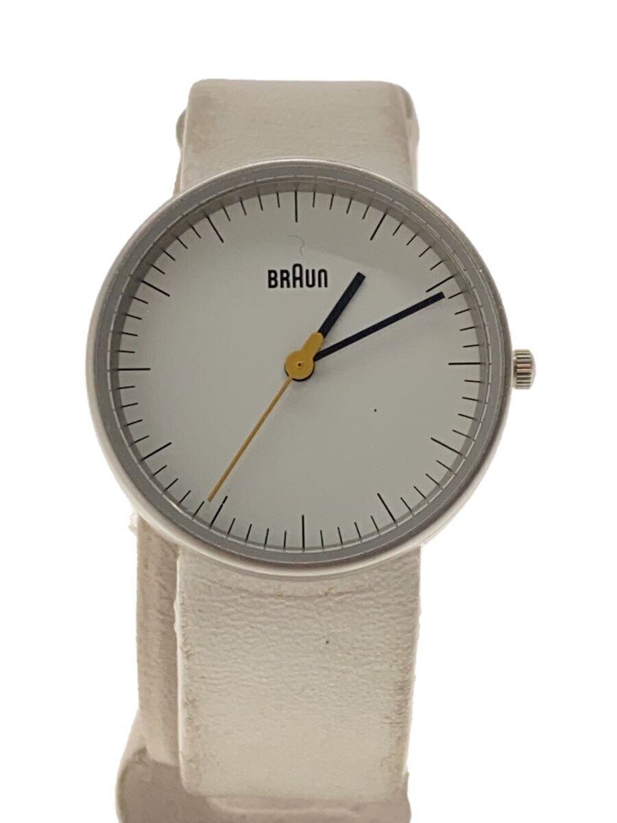 BRAUN◆クォーツ腕時計/アナログ/レザー/WHT/WHT/BN0021WHWHL拍卖