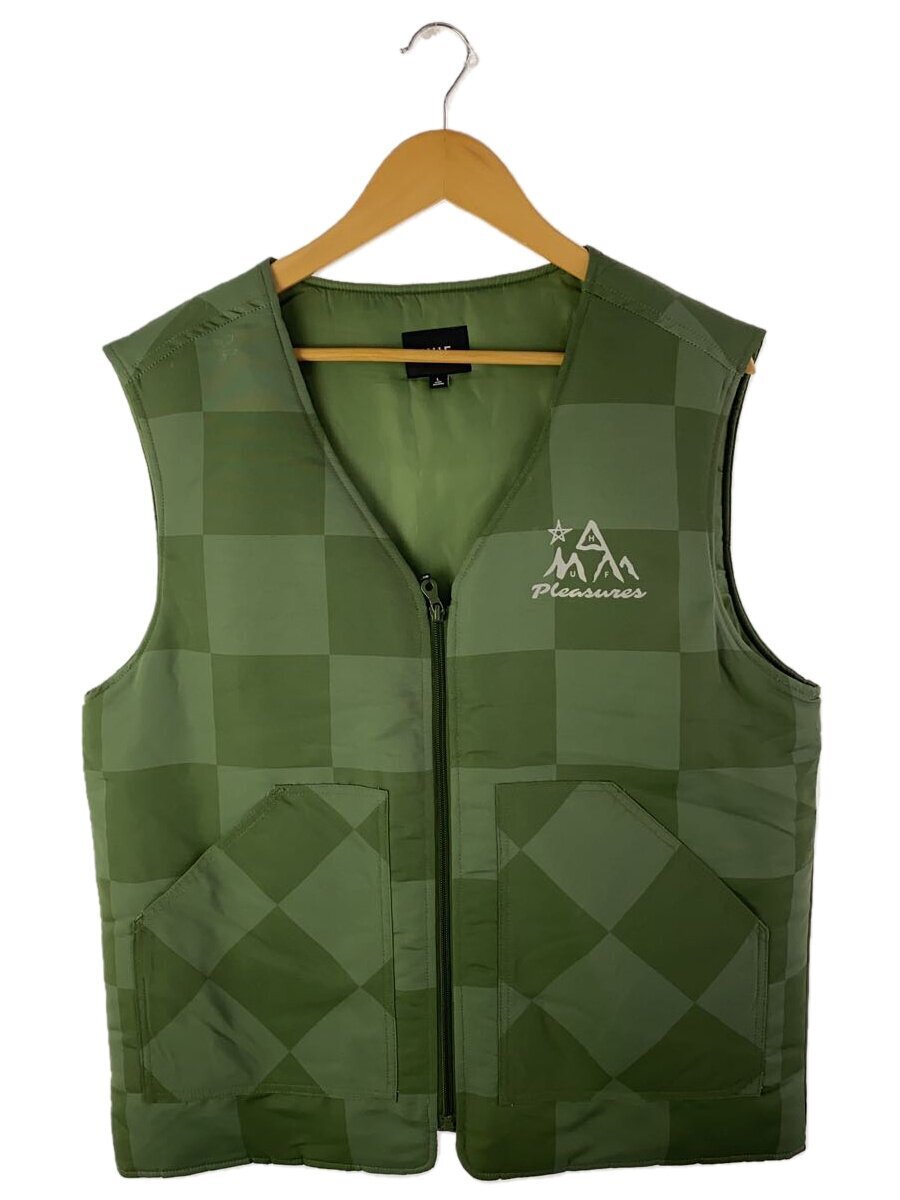 HUF◆ベスト/L/ポリエステル/GRN/チェック/JK00363拍卖