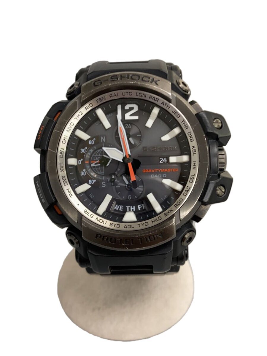 CASIO◆ソーラー腕時計・G-SHOCK/アナログ/ラバー/BLK/BLK拍卖