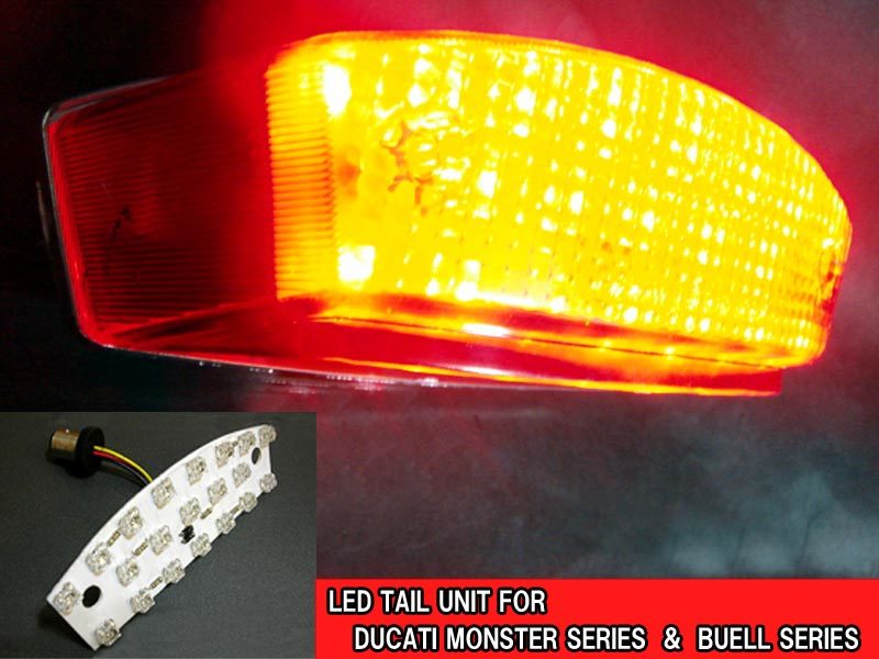 【LED テール ユニット】 ドカティ モンスター MONSTER ビューエル 数量限定 B品 防水塗装不良 Flux LED(角型) 省電力 ポン付け n2iu拍卖