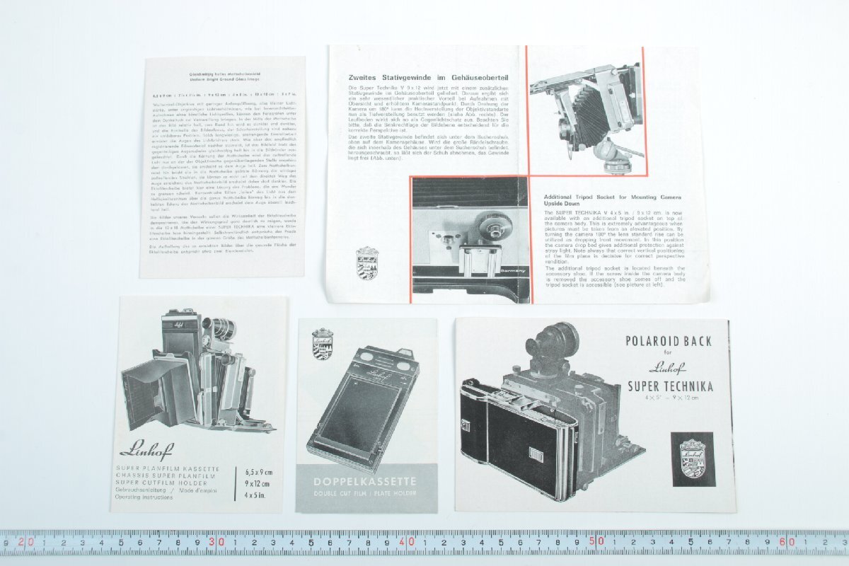 ※ 当時物 5枚 Linhof リンホフ カタログ 説明書 大判カメラ アクセサリー類 printed in West Germany 西ドイツ製 ドイツ製 c1043拍卖
