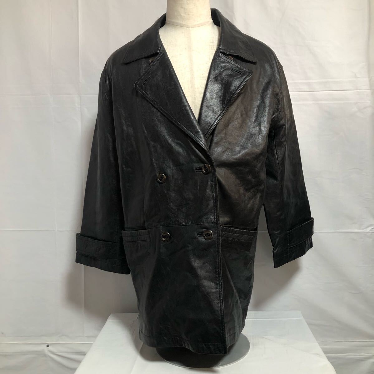 BOLANOUJU ラムレザーコート レザージャケット ハーフジャケット 羊革 ブラック アウター 本革 ヴィンテージ 古着 L拍卖