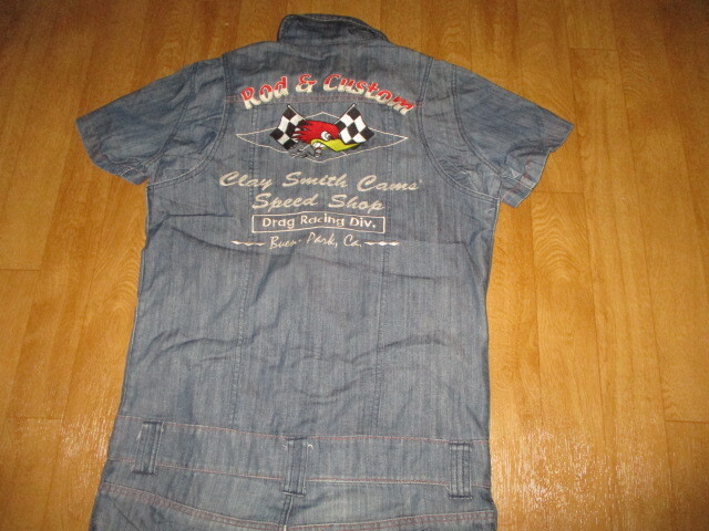 クレイスミスレーシング サイズS デニム調 全刺繍ロゴ・ライダース・ジャンプスーツ・カバーオール ツナギ 極美中古 ジャケット拍卖