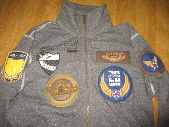 アビレックス・パッチ多数 トップガン・ニットパーカージャケット 極美中古 サイズL・MA-1拍卖