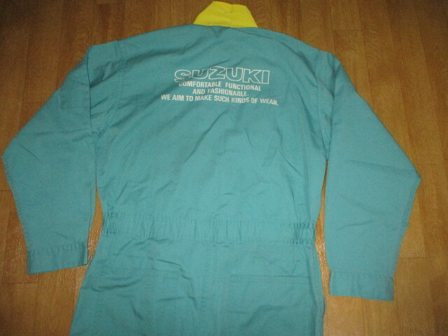 スズキモータース・レーシングバイクショップ ビンテージ エメラルド色 オフィシャルメンテナンスピット作業ツナギ 美中古 サイズLL拍卖