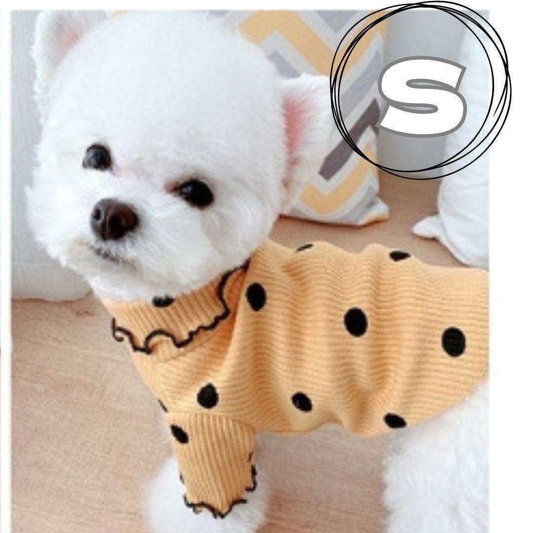 犬服 犬 小型犬 ハイネック 水玉 かわいい 袖口 ふりふり S拍卖