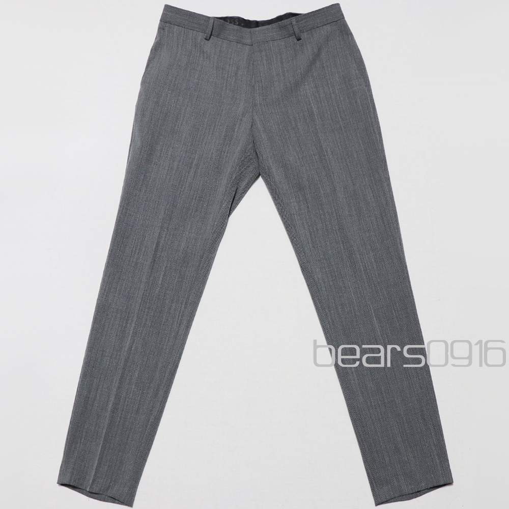 アメリカ購入 美品 BOSS Hugo BOSS ボス ヒューゴボス ラグスポ スリムストレートパンツ バーズアイ 黒×白 54拍卖