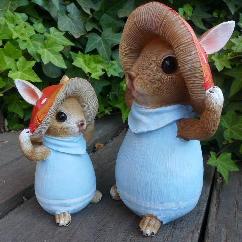 うさぎの置物 きのこウサギ親子2羽セット BL 6294・97H ブルー ラビット 兎 オーナメント ウサギ ラパンオーナメント拍卖