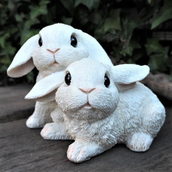 うさぎの置物 たれ耳うさぎ ホワイト 動物 6025HT オーナメント ガーデン オブジェ ガーデニング インテリア 雑貨拍卖