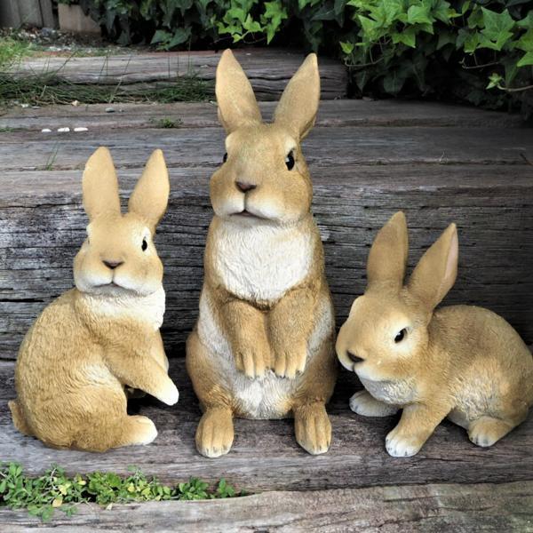 うさぎの置物 うさぎの親子3品セット ウサギ 8180HH818182 ラビット アニマルオブジェ 兎 ガーデン オーナメント拍卖