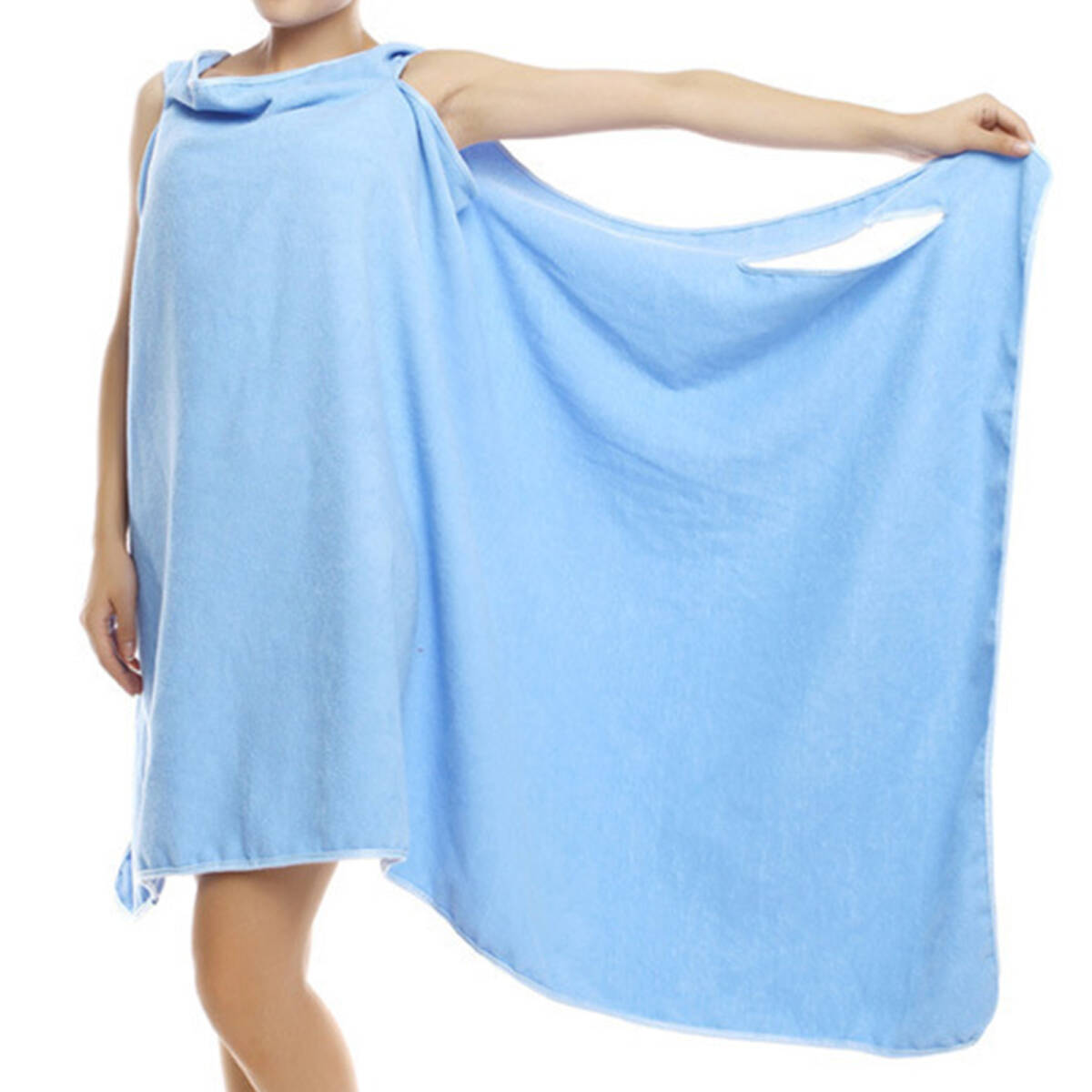 バスタオル キャミソールバスローブ 繊維タオル マジックバススカート 柔らかなパジャマ 吸水タオル 浴室用品 (ブルー);J158;拍卖