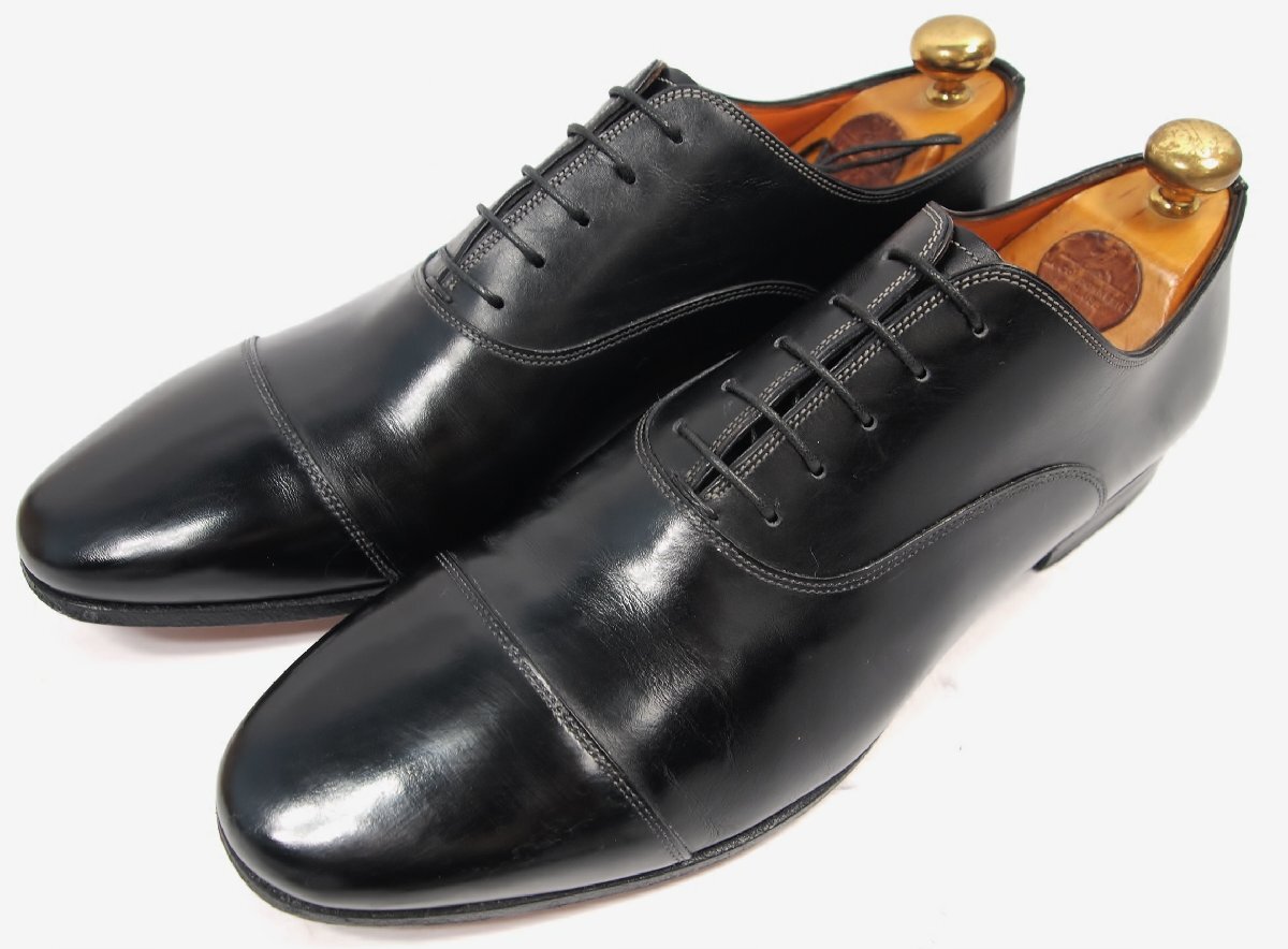 2266 美品 サントーニ SANTONI ブラック オックスフォード ストレートチップ サイズ7 付属品完拍卖