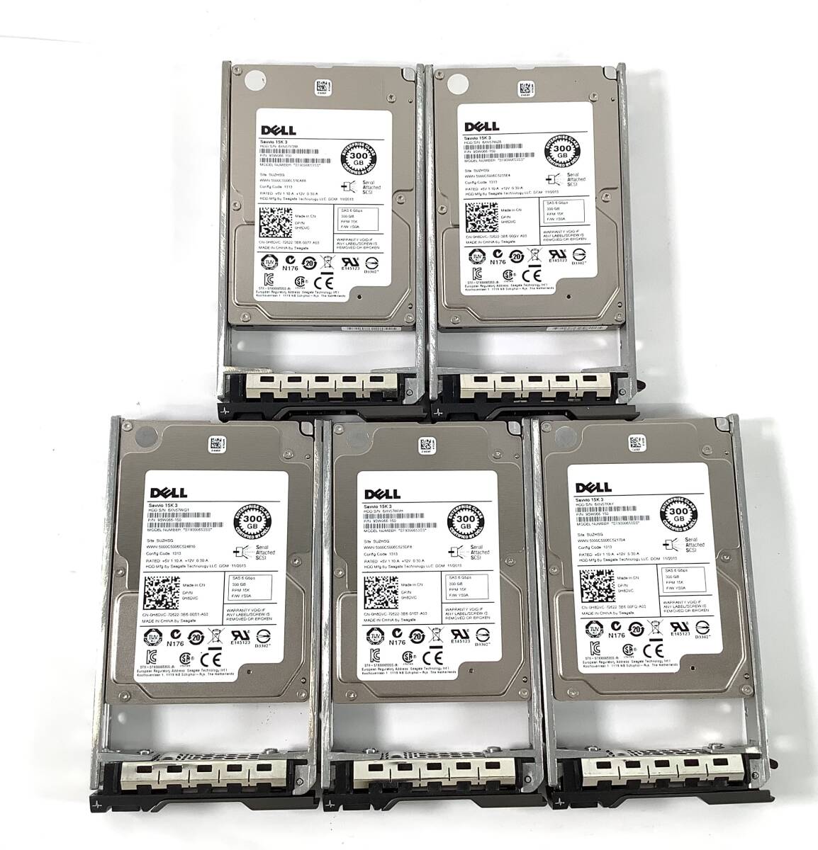 S7040331 DELL 300GB SAS 15K 2.5インチ HDD 5点 【中古動作品】071017拍卖
