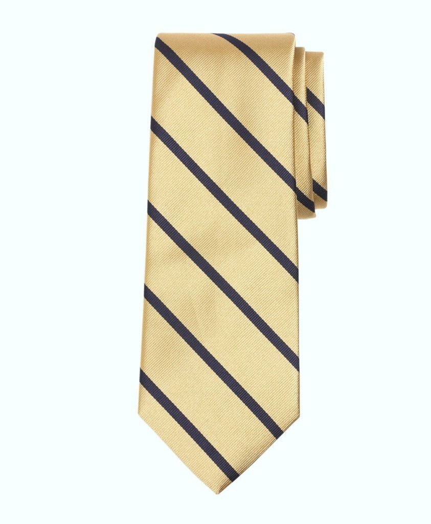 新品【送料無料】ブルックスブラザーズ ゴールド地 BB#3 Rep Tie ネイビー バーストライプ ネクタイ Silk 100% BB#3 米国製 レップタイ拍卖