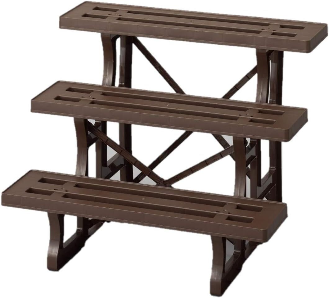 【新品】 グリーンパル フラワースタンド3段600mm チョコブラウン ポリプロピレン 拍卖