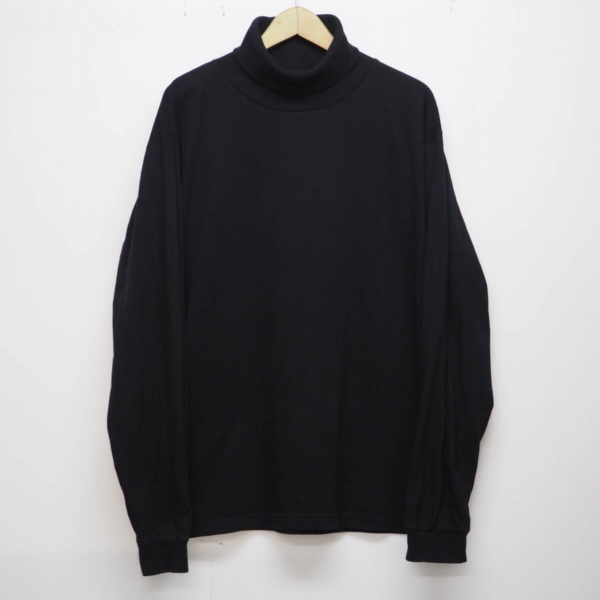 WALLA WALLA SPORT ワラワラ 日本製 カットソー ロンT 長袖シャツ ブラック 黒 サイズL ビンテージ調 タートル ハイネック コットン100%拍卖