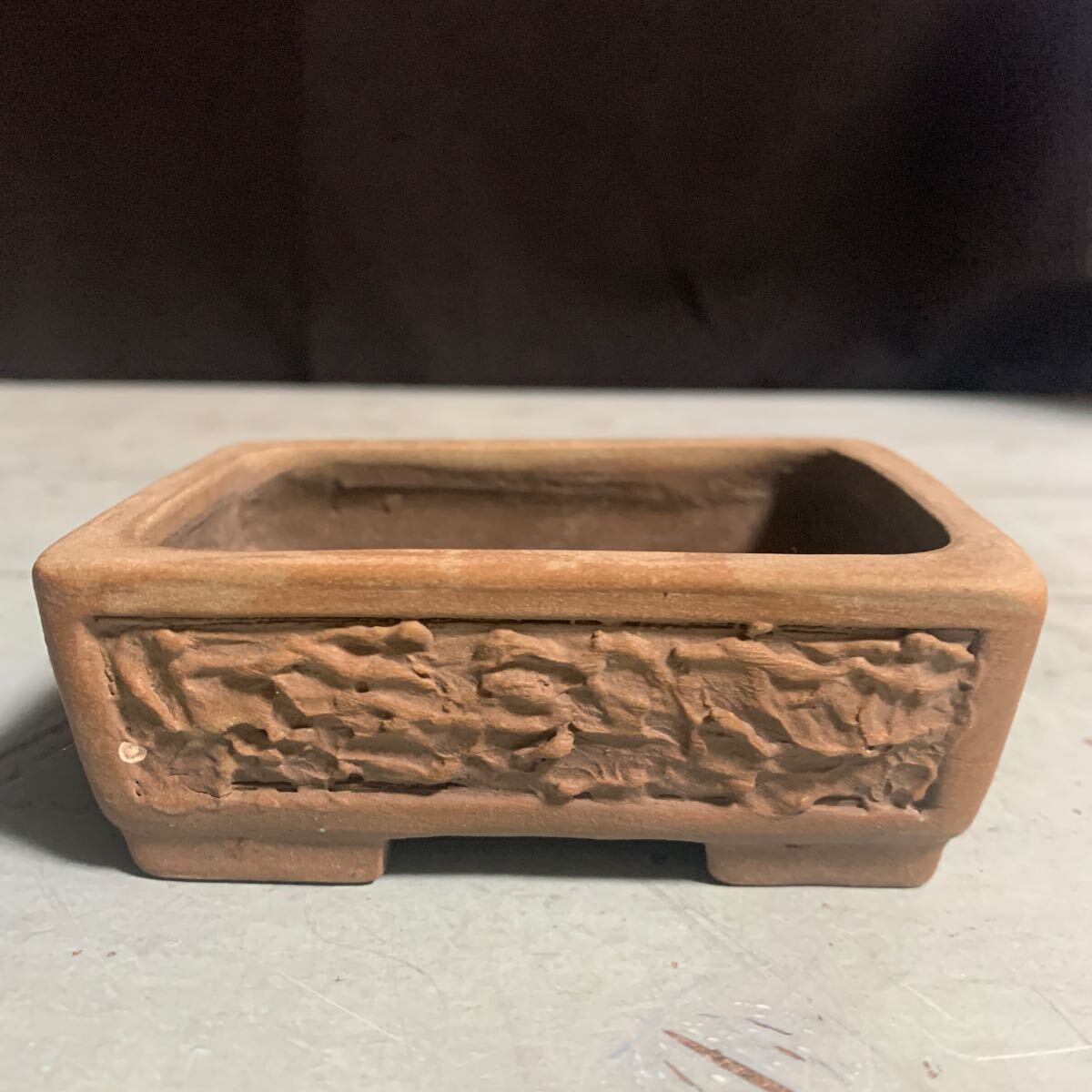 植木鉢 盆栽 小さな鉢 中国? 在銘 ミニ盆栽 アンティーク ミニ 盆栽鉢 鉢 ミニチュア 陶器 ミニサイズ 長方形 (A-1930)拍卖