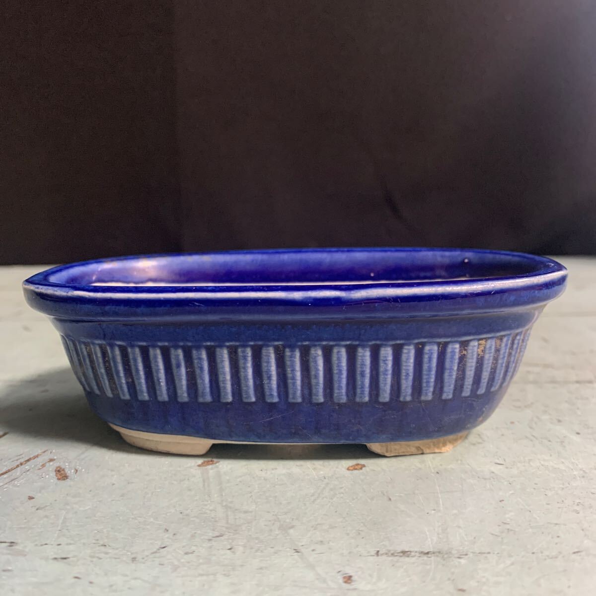 植木鉢 盆栽 小さな鉢 中国? 万光 在銘 ミニ盆栽 アンティーク ミニ 盆栽鉢 鉢 ミニチュア 陶器 ミニサイズ 楕円形 (A-1931)拍卖