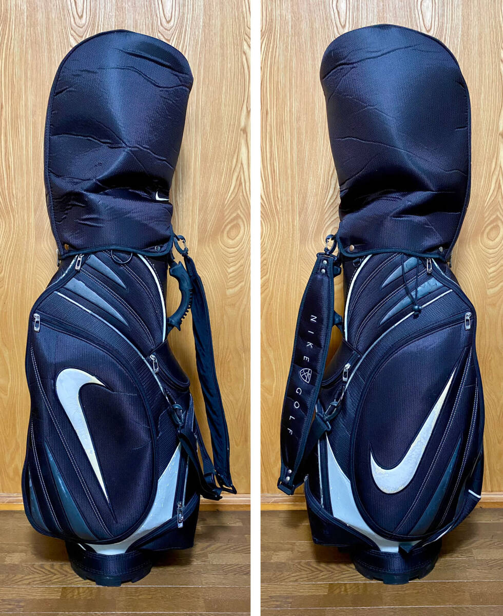 ■ナイキ ゴルフ キャディバッグ NIKE GOLF ゴルフバッグ 傷み ダメージ有 ジャンク 白 黒 希少 レア ツアーモデル 格安 特価 中古拍卖