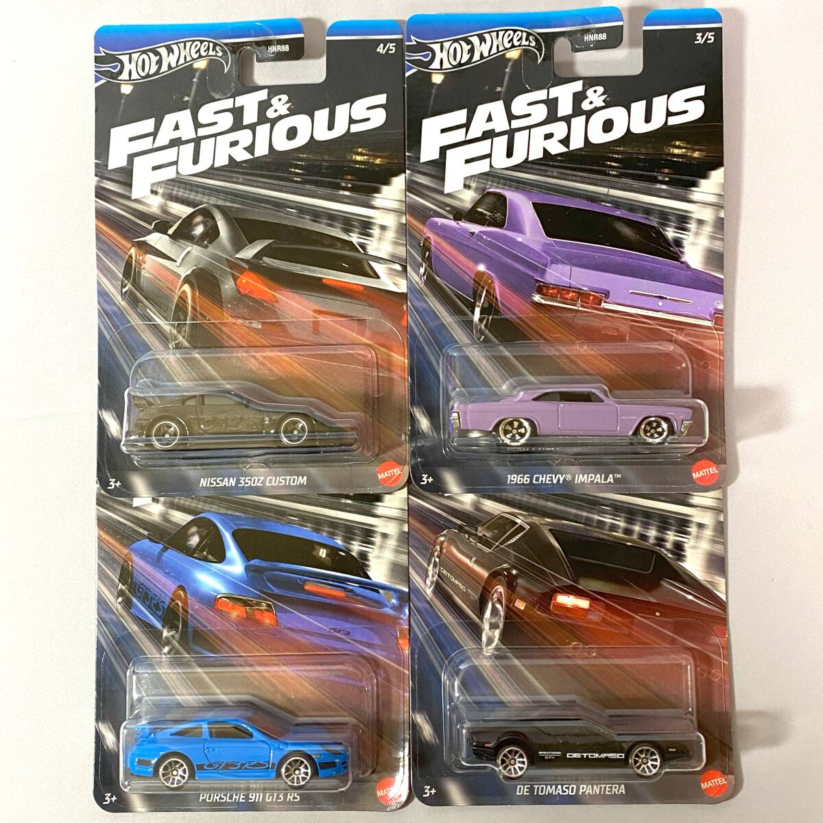 1/64 Hotwheels 4台セット ★ 1966 IMPALA ★ 350Z CUSTOM★ PANTERA ★PORCHE 911★ Fast & Furious ワイルドスピード ワイスピ拍卖