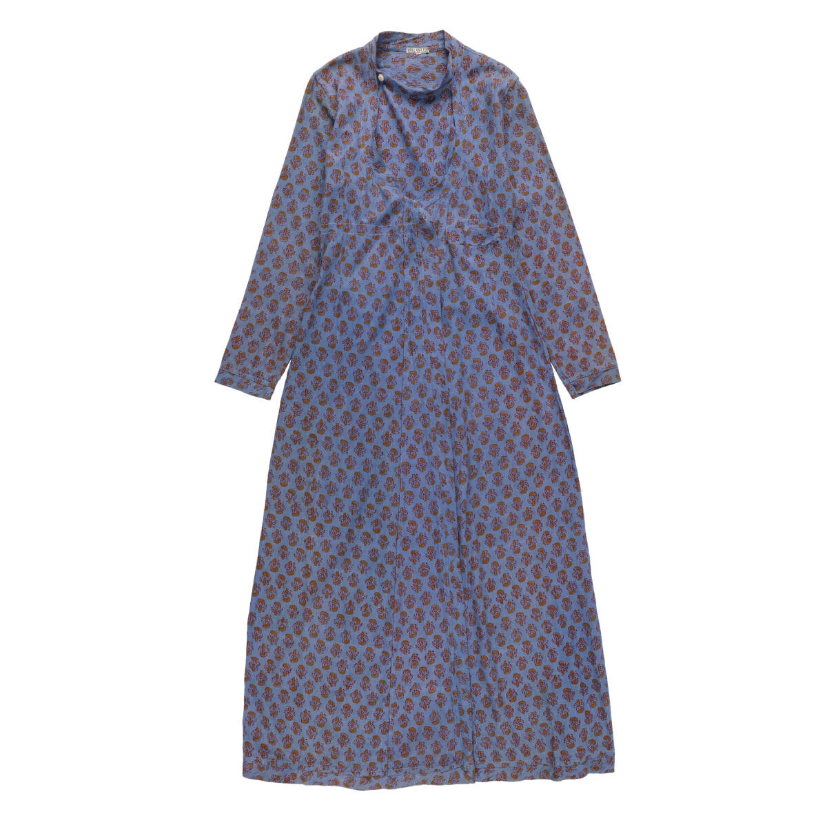 70's INDIAN COTTON DRESS Flower インド綿 ワンピース 70年代 vintage 古着 blue cotton INDIA 【K】拍卖