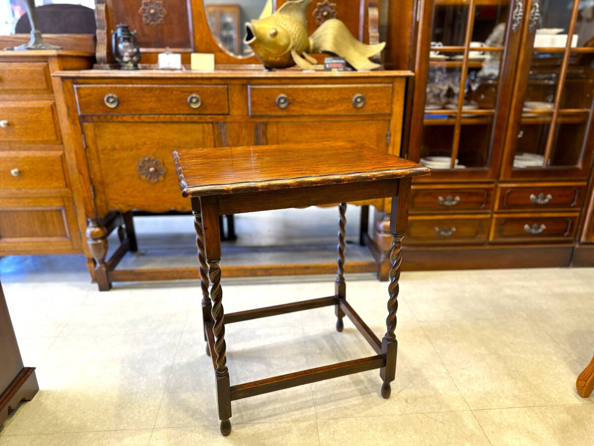 5D20 イギリスアンティーク バーリーシュガーツイストレッグ オケージョナルテーブル サイドテーブル コーヒーテーブル拍卖