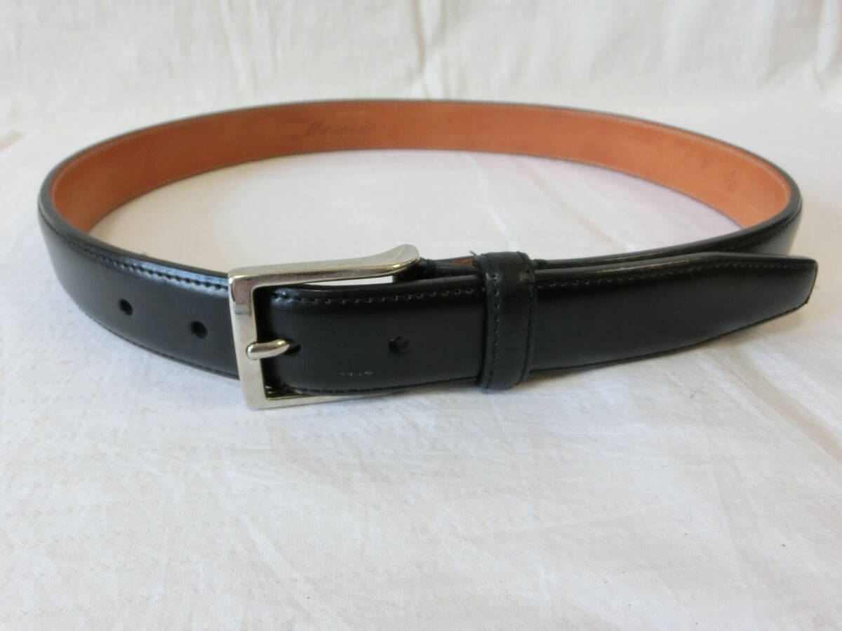 massarno マッサーノ レザーベルト GENUINE LEATHER ハンドメイド イタリア製 黒 USED拍卖