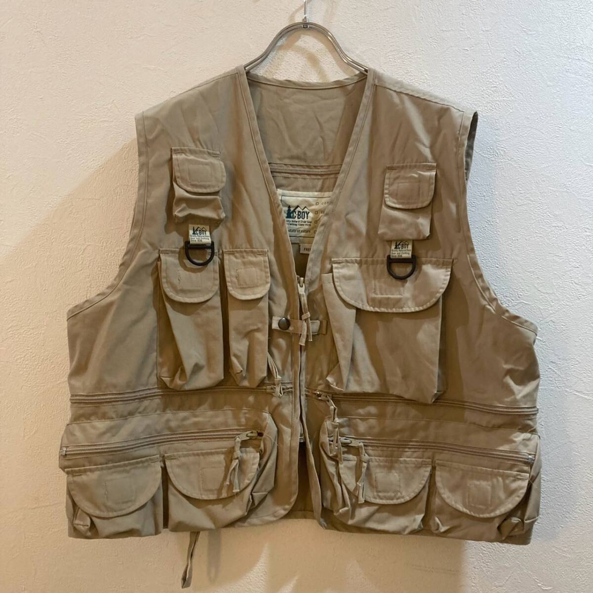 C-BOY/ アウトドア 多機能フィッシングベスト ベージュ メンズ F拍卖
