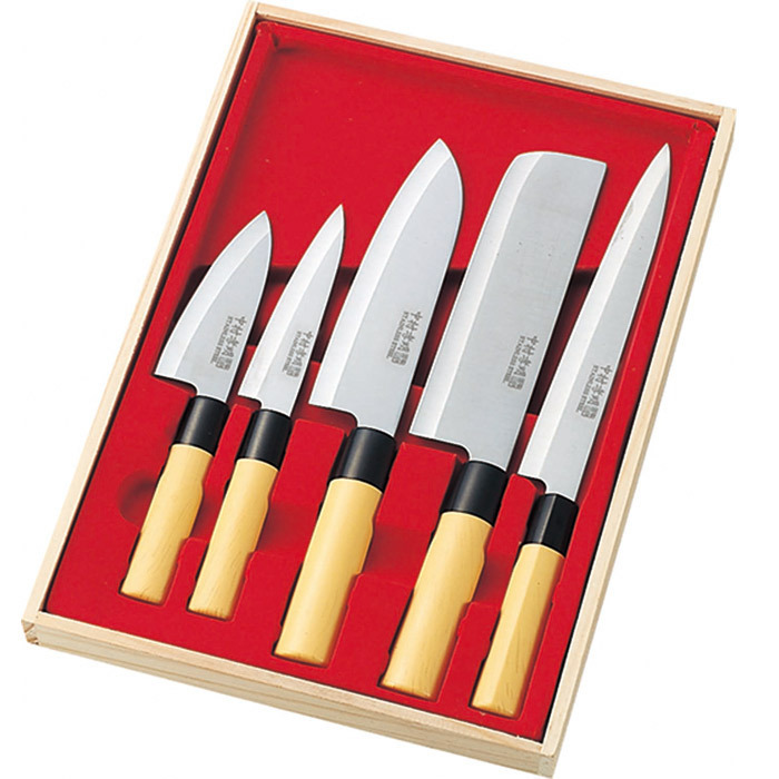 送料無料 和包丁 5本セット 中村孝明 NKL-01(刺身 菜切 万能 ぺティ 小出刃)0400x2箱セット拍卖