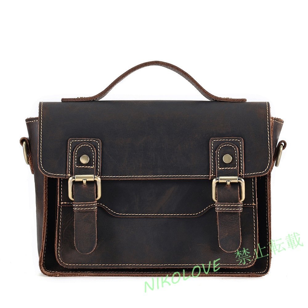 ビジネスバッグ ショルダーバッグ メンズバッグ 斜めがけ 肩掛け鞄 本革 牛革 トートバッグ 大容量 多機能 通勤通学ブラウン男性用コーヒー拍卖