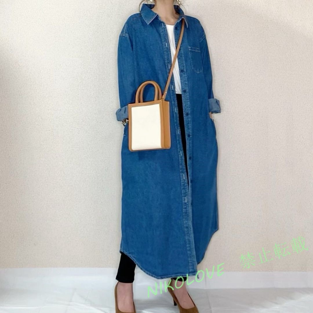 新品 ワンピース 大人可愛い ロング丈 ワンピース ロングシャツ デニムシャツワンピース シャツ 春秋 ゆったり 無地 ライトアウター拍卖