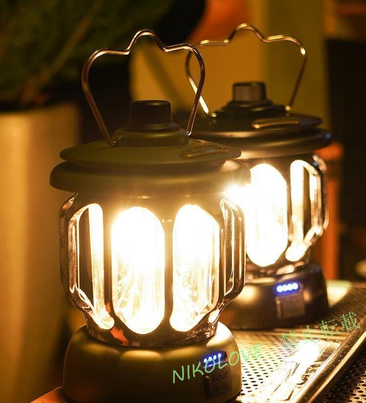 新品 ランタン LED 充電式 160時間点灯4000mAh大容量スマホ充電無段階調光高輝度キャンプ 軽量 防水 電池残量表示 レトロ 照明 停電 防災拍卖