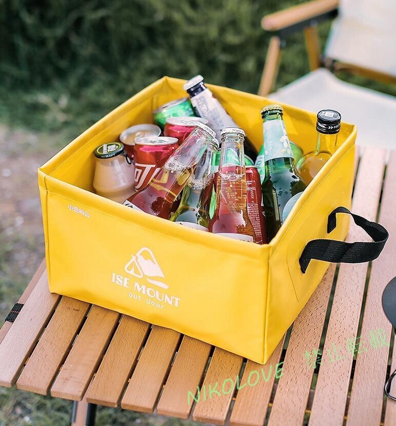 新品 多機能バケツ 屋外用パックシンク 折りたたみ式 四角 軽量 アウトドア用 携帯 水の入れ物 小物入れ 洗いおけ 30 30 17 15L イエロー拍卖