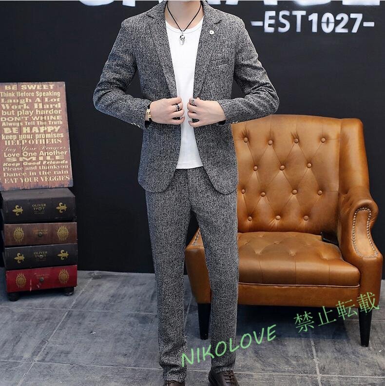 新品 お洒落 スーツメンズ ビジネススーツ カジュアルスーツ 2ピーススーツ スーツ フォーマルスーツ 洗える 無地 紳士服 通勤 結婚式拍卖