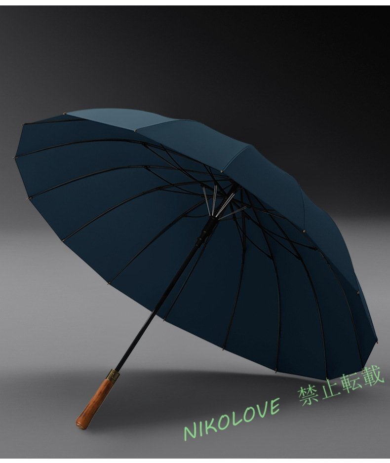 新品 傘長傘メンズ傘紳士傘 耐風傘 丈夫 大型 16本骨 210T高強度グラスファイバー 撥水 木製手元 豪雨対策 台風梅雨対策 男女兼用拍卖