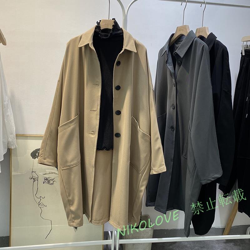 新品 レディース トレンチコート ロングコート コート カジュアル アウター 春秋 ゆったり 長袖 大きいサイズ 通勤 無地(3色S-3XL)拍卖