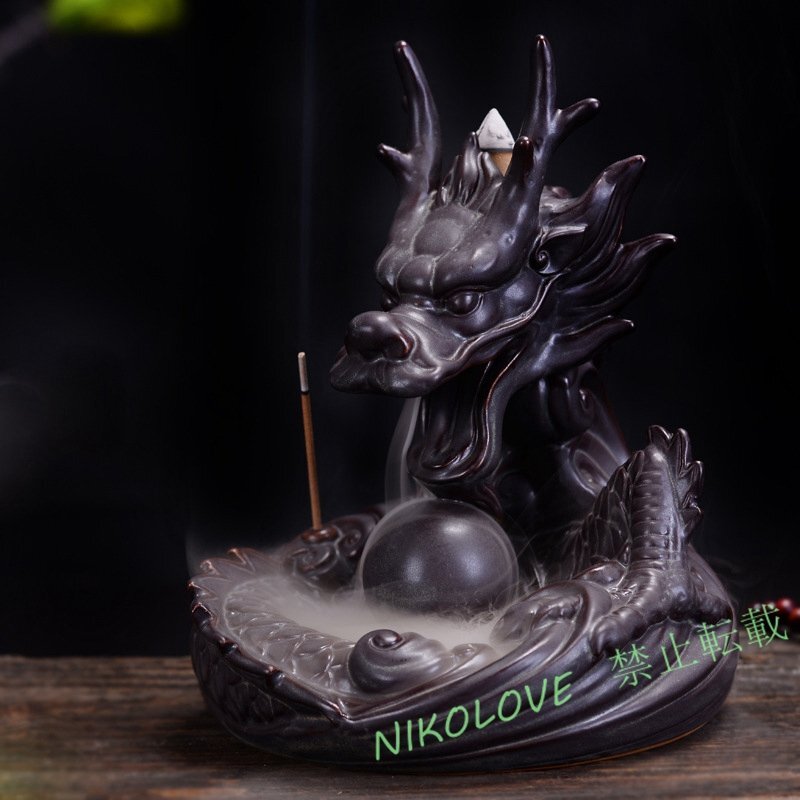 新品 癒し香炉 龍の置物 お試しお香付き ドラゴン型 香炉 倒流香 セラミック 龍型 流川香 置物 開運 風水 陶芸 お香 仏壇用香炉拍卖