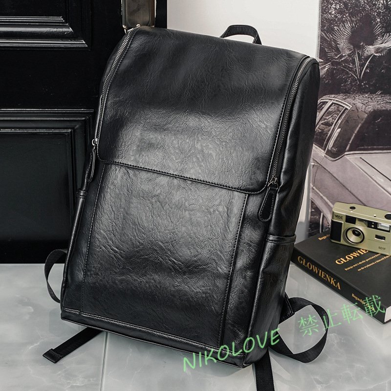 新品 リュックサック バックパック メンズ デイパック メンズバッグ ビジネスリュック パソコンバッグ pu革 仕切り ストア ブラック拍卖