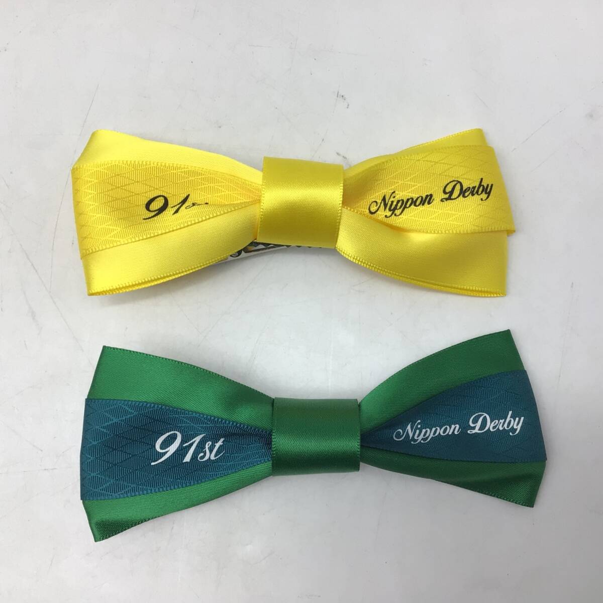 4138 【2個セット】2024年5月26日 東京競馬場 第91回 日本ダービー Welcomeチャンス賞 ダービーリボン 緑色 黄色 グリーン イエロー拍卖