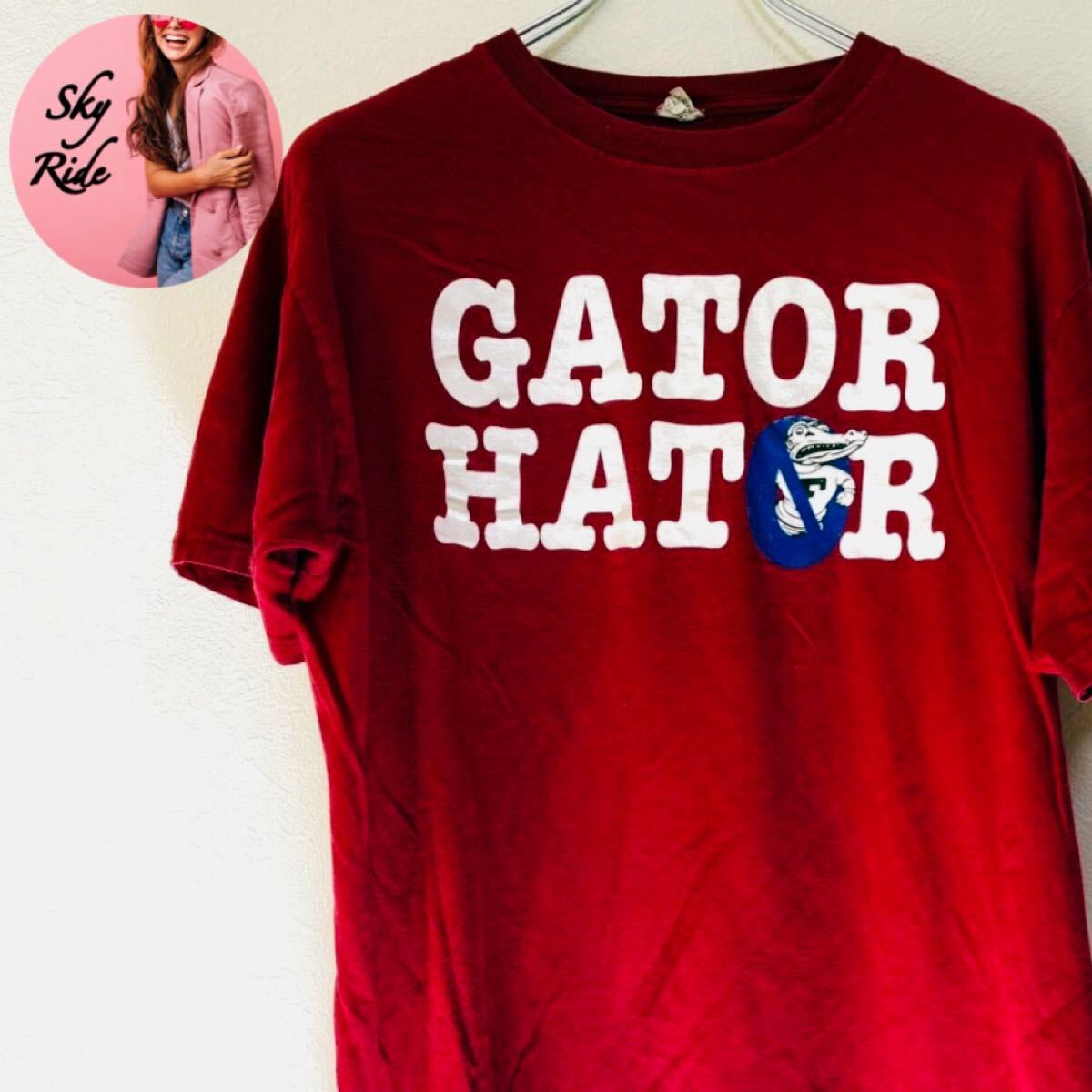 ANVIL アンビル GATOR HATER メンズ 英字 ビッグプリント Tシャツ レッド XL 古着 #SB0112拍卖