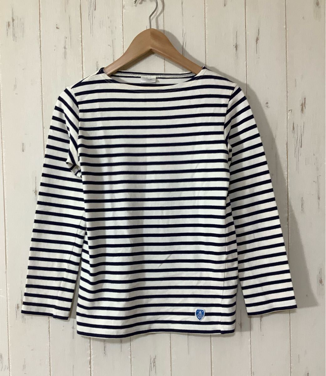 ろ1519 ORCIVAL オーシバル バスクシャツ 長袖Tシャツ ロンT レディース ネイビー/ホワイト 拍卖