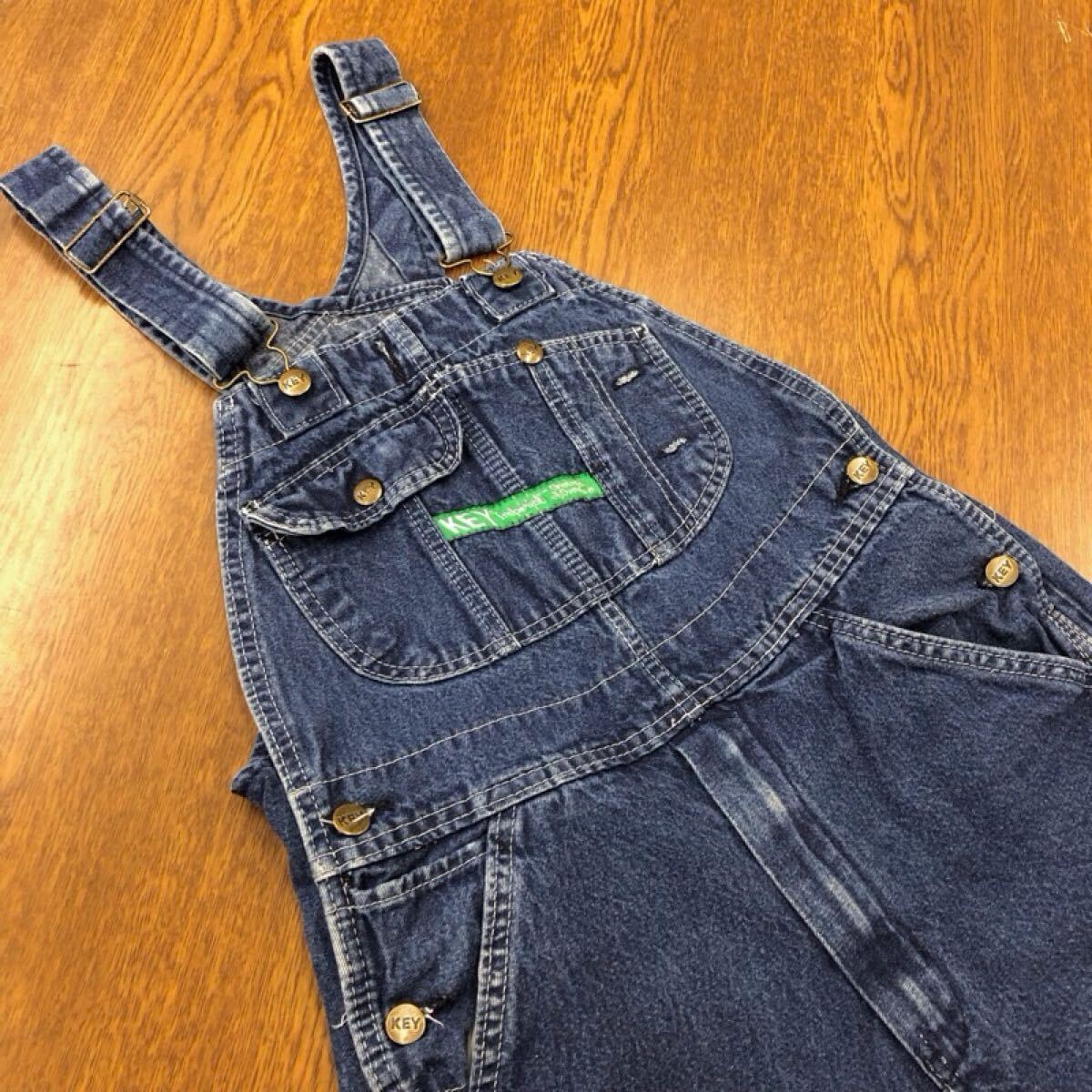 【GD114】KEY W30 L32 オーバーオール デニム メンズブランド古着 キー 送料無料拍卖