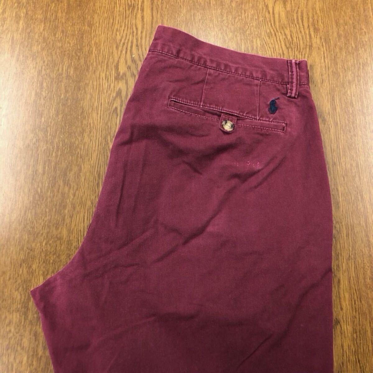 【GD348】POLO RALPH LAUREN W34 L30 チノパンツ ワークパンツ エンジ ストレッチ生地 メンズブランド古着 ポロ ラルフローレン 送料無料拍卖